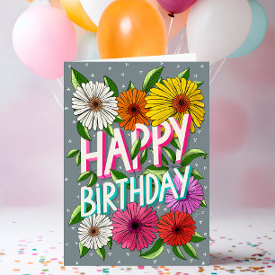 Buntes Graues Florales Personalisiertes Alles Gute Karte