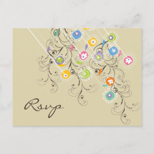 Buntes Groovy Blumen-Garten-Sommer-Hochzeit UAWG Einladungspostkarte