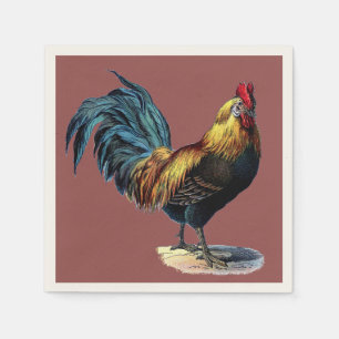 Buntes Hahn-Land-Huhn Vintages Marsala Serviette