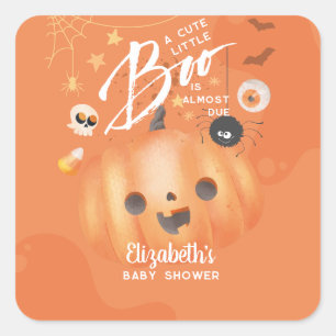 Buntes Halloween-Baby-Besuch "Boo"-Thema Quadratischer Aufkleber