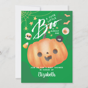 Buntes Halloween-Baby-Shower "Boo" in Grünem Thema Einladung