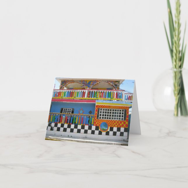 Buntes Haus auf Isla Mujeres, Mexiko Karte (Vorderseite)