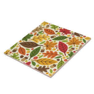 Buntes Herbstlaub und Eicheln Muster Fliese