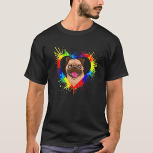 Buntes Herz Baby Mops Hund Liebe R Papa Mama Junge T-Shirt