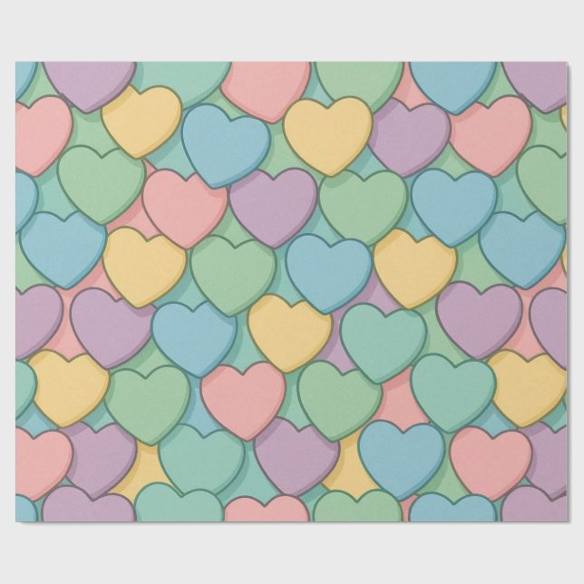 Buntes Herzen Muster Geschenkpapier (Flach)