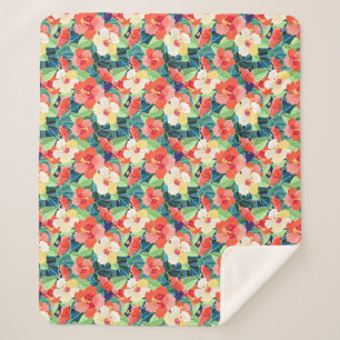 Buntes Hibiskus-Muster Sherpadecke