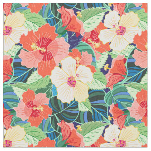 Buntes Hibiskus-Muster Stoff