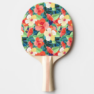 Buntes Hibiskus-Muster Tischtennis Schläger