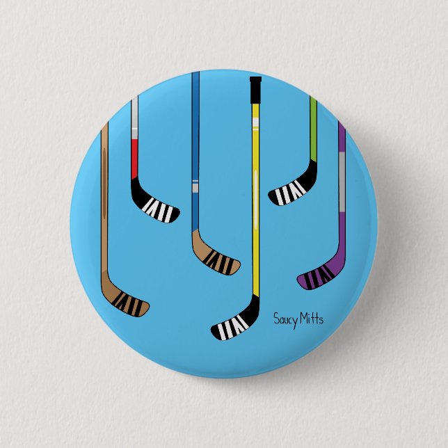 Buntes Hockey-Stock-Aufflackern Button (Vorderseite)