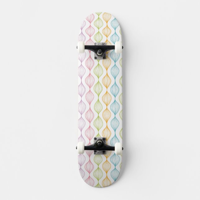 Buntes horizontales ogee Muster Skateboard (Vorderseite)