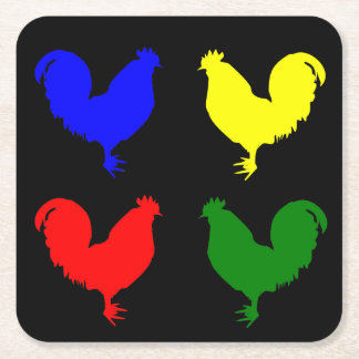 Buntes Huhn Rechteckiger Pappuntersetzer