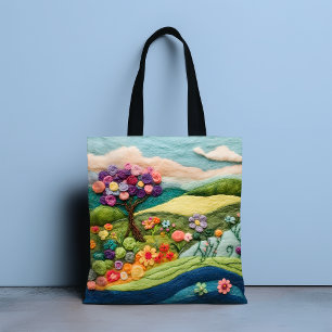 Buntes imitiertes Wollfilz Blumiges Land Landschaf
