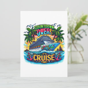 Buntes "It's Cruise Time" Countdown Kreuzfahrtschi Einladung