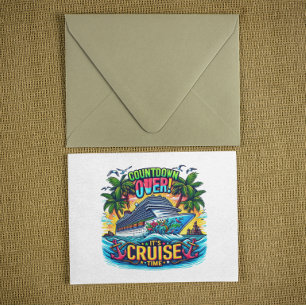 Buntes "It's Cruise Time" Countdown Kreuzfahrtschi Postkarte