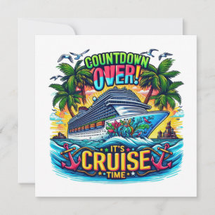 Buntes "It's Cruise Time" Countdown Kreuzfahrtschi Save The Date