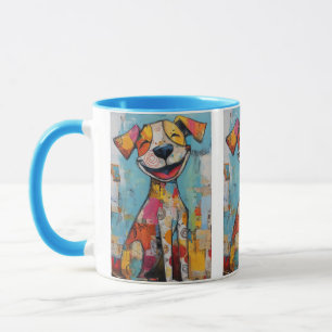Buntes Jack-Russell-Terrier-Cubist-Kunst-Mug Tasse