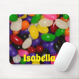 Buntes Jelly Bean Design mit individuellem Namen Mousepad