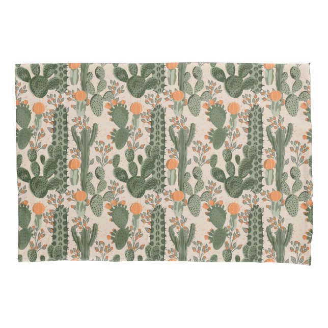 Buntes Kaktus-Muster Kissenbezug (Vorderseite-Links)