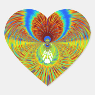 Buntes Kaleidoskop Kunstposter Herz-Aufkleber