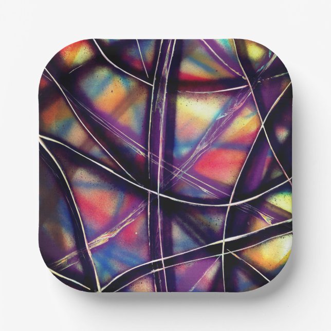 Buntes Kaleidoskop Pappteller (Vorderseite)