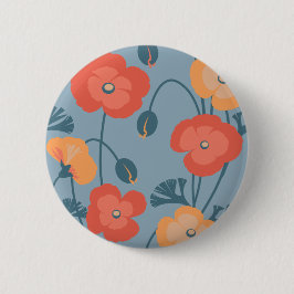 Buntes Kalifornien-Mohnblumen-Muster Button