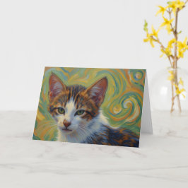 Buntes Kätzchen Whimsical Art Notizkarte Karte