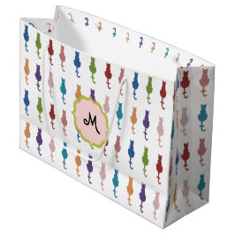 Buntes Katzen-Monogramm-große Geschenk-Tasche Große Geschenktüte