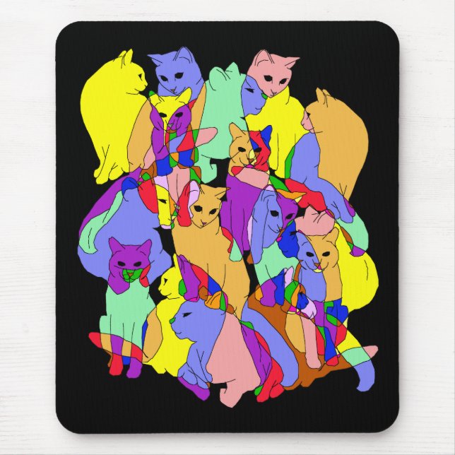 Buntes Katzen-Muster Mousepad (Vorne)