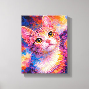Buntes Katzenkunstposter   Lebendige Katzenjungenm Leinwanddruck