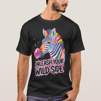 Buntes Kaugummi-Zebra Lustiges Tier T-Shirt