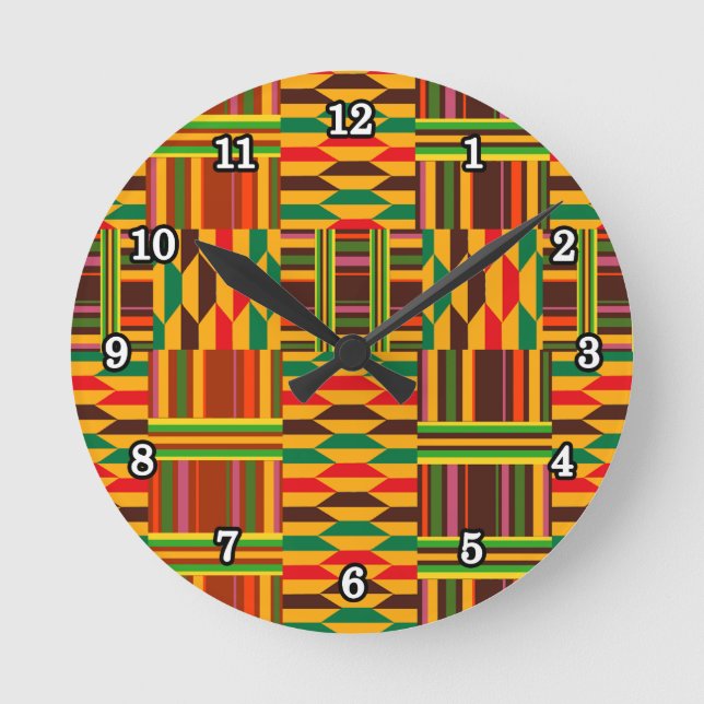 Buntes Kente Runde Wanduhr (Vorderseite)