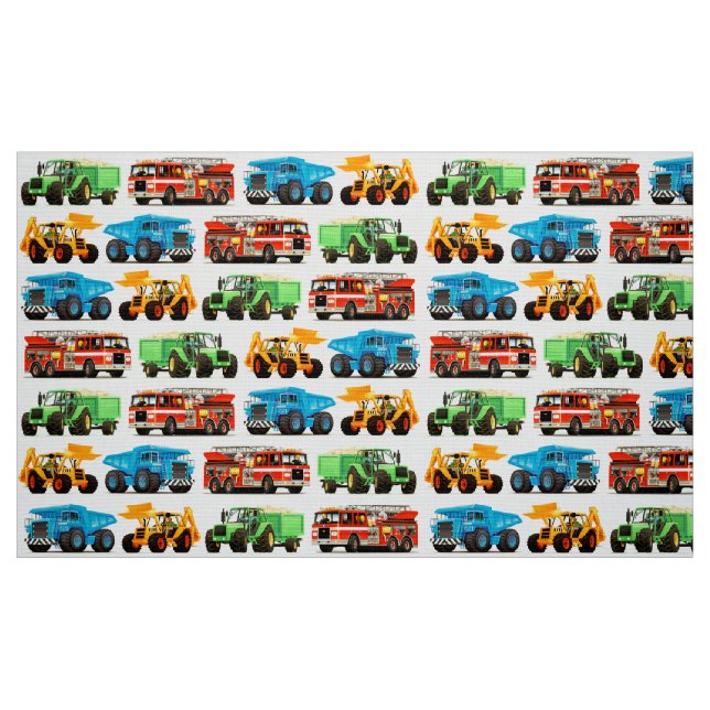 Buntes Kinderbau-LKW-Muster Stoff (Fat Quarter (45,7 x 55,9 cm))
