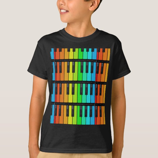 Buntes Klavier befestigt Shirt (Vorderseite)