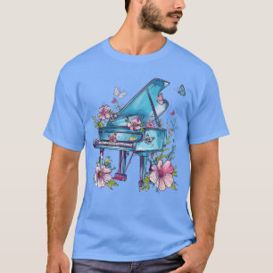 Buntes Klavier mit Blumen I Musik Klavier Freund f T-Shirt