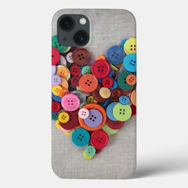 Buntes Knopf-Herz Case-Mate iPhone Hülle (Rückseite)