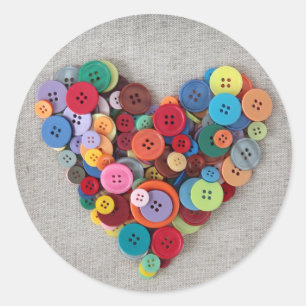 Buntes Knopf-Herz Runder Aufkleber