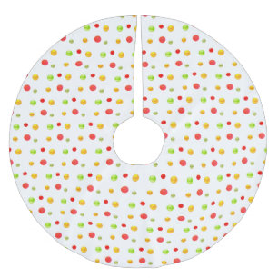Buntes Konfetti auf Weiß Polyester Weihnachtsbaumdecke