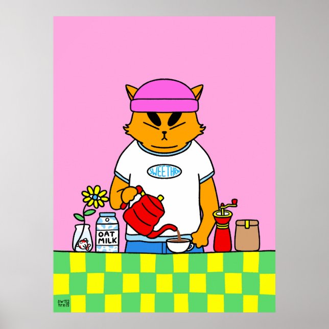 Buntes Küchen-Kaffeekatze  Poster (Vorne)