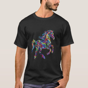 Buntes Künstlerisches Reitsdesign Pferd T-Shirt