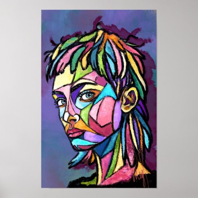 Buntes Kunstplakat Frau Poster (Vorne)