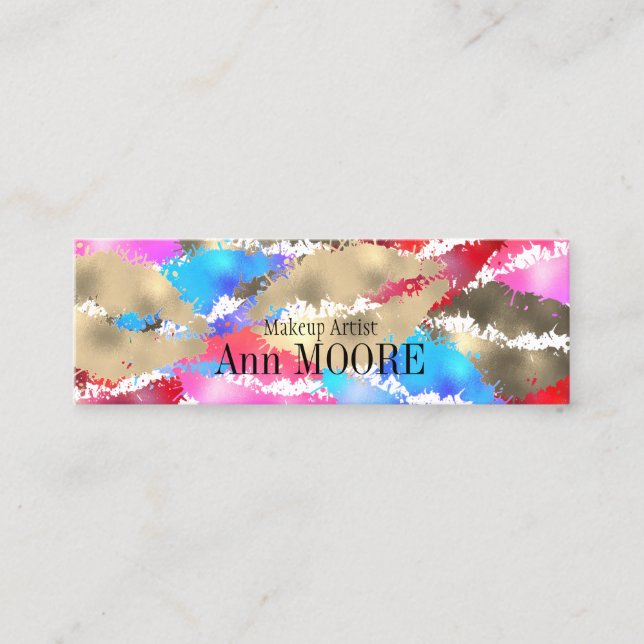 Buntes Kusslippenmusterspritzen Mini Visitenkarte (Vorderseite)