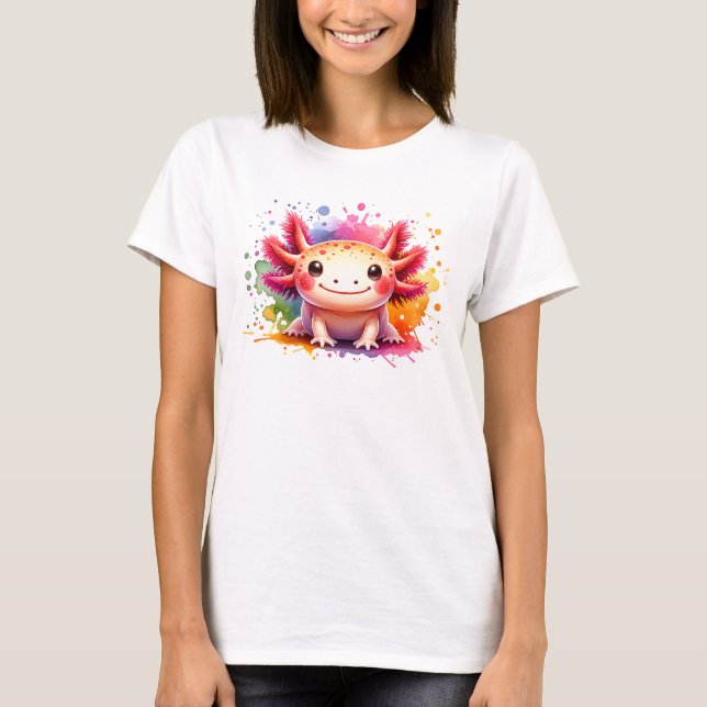 Buntes lächelndes Axolotl als Grafik T-Shirt (Vorderseite)