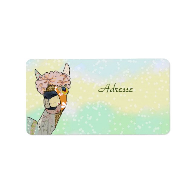 buntes Lama Adressaufkleber (Vorne)