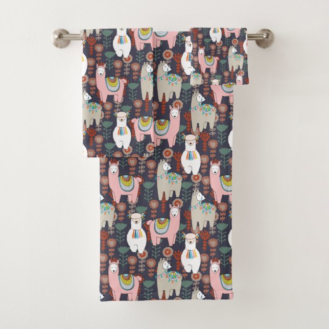 Buntes Lama-Muster Badhandtuch Set (Insitu)