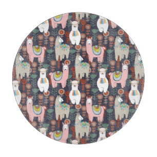 Buntes Lama-Muster Schneidebrett