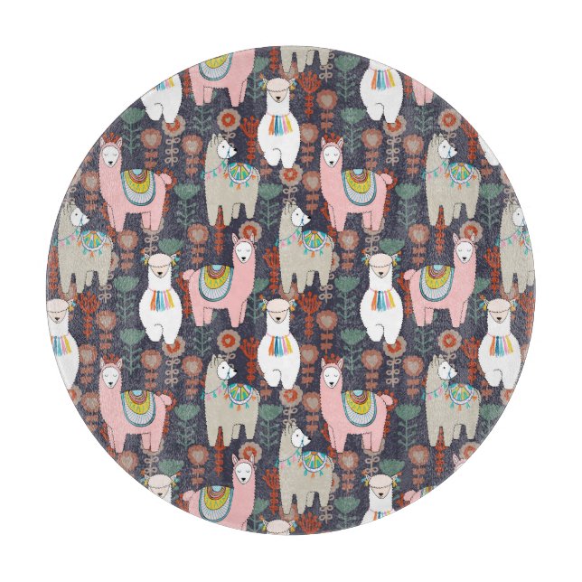 Buntes Lama-Muster Schneidebrett (Vorderseite)