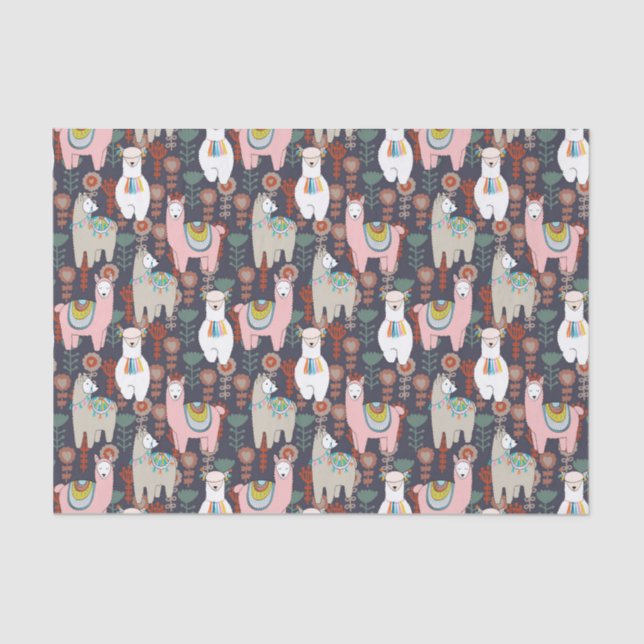 Buntes Lama-Muster Seidenpapier (Vorderseite)