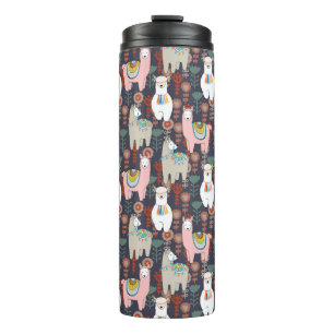 Buntes Lama-Muster Thermosbecher