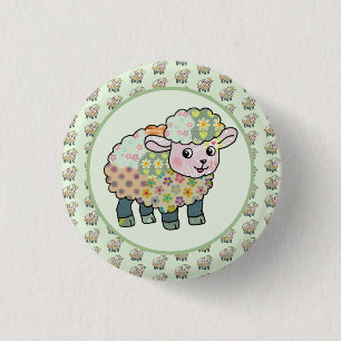 buntes Lämmchen  postkarte Button