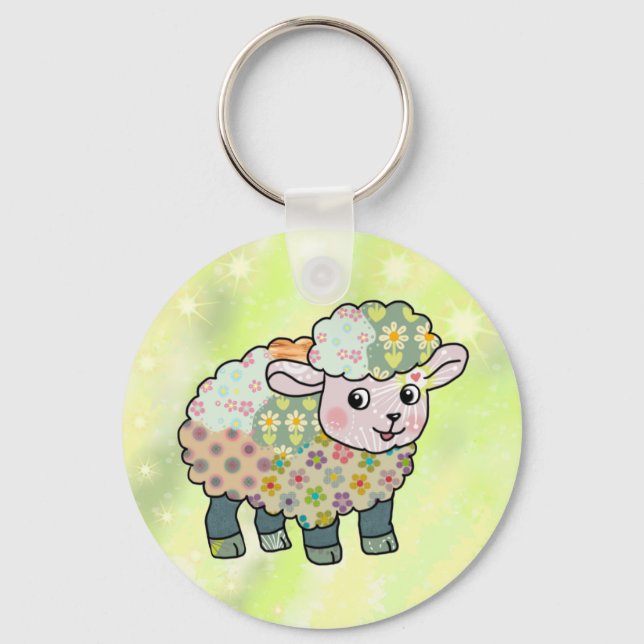buntes Lämmchen  postkarte Schlüsselanhänger (Vorderseite)